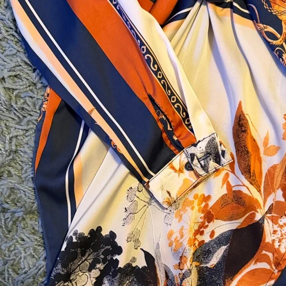 Fashion Nova Lotta Class Navy and Orange Long Sleeve Dress| Size Small - Picture 6 of 12